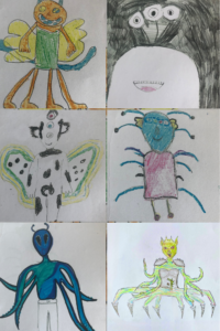 6 drawings of aliens